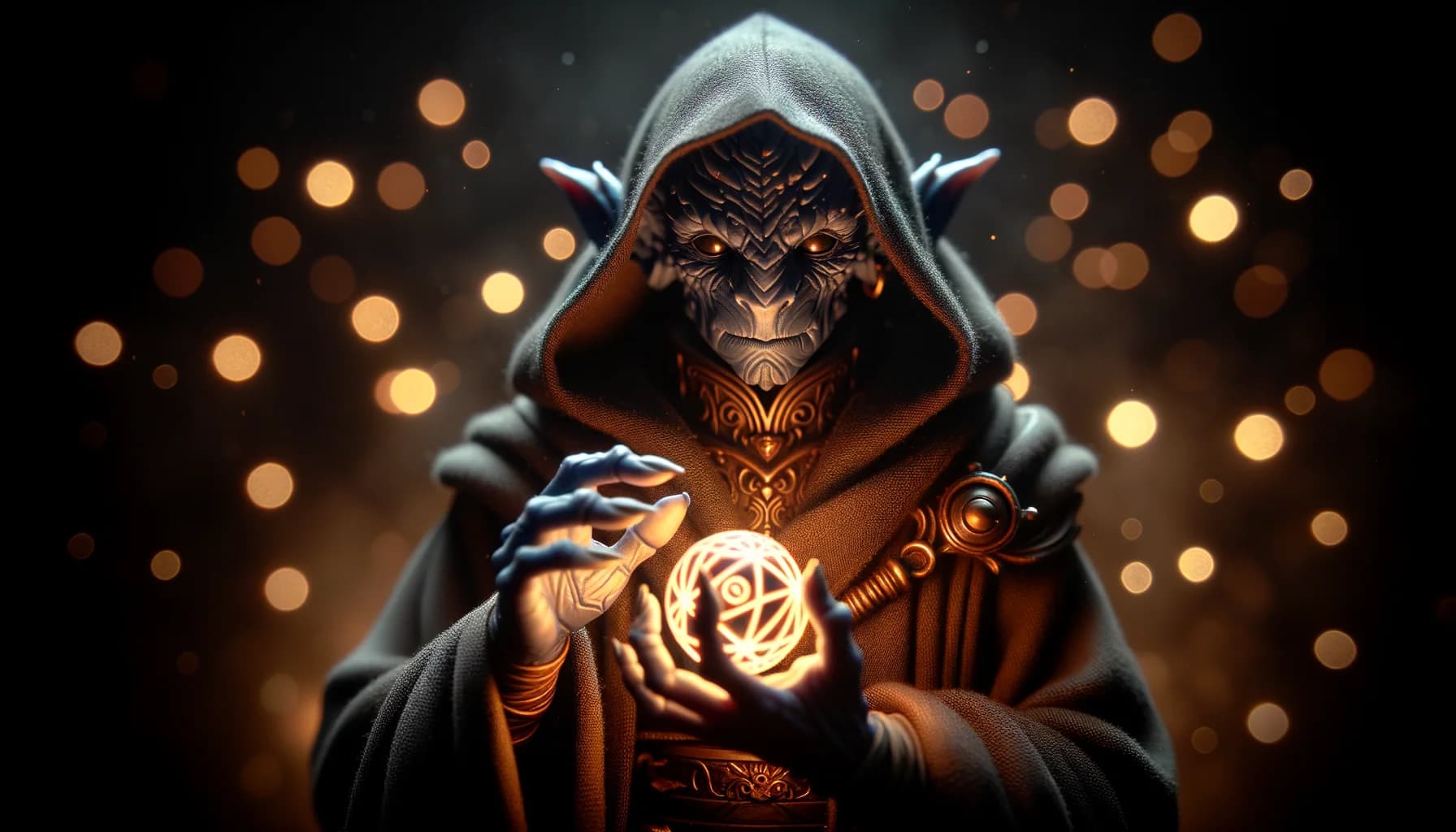 Figurine détaillée d'un sorcier tieffelin