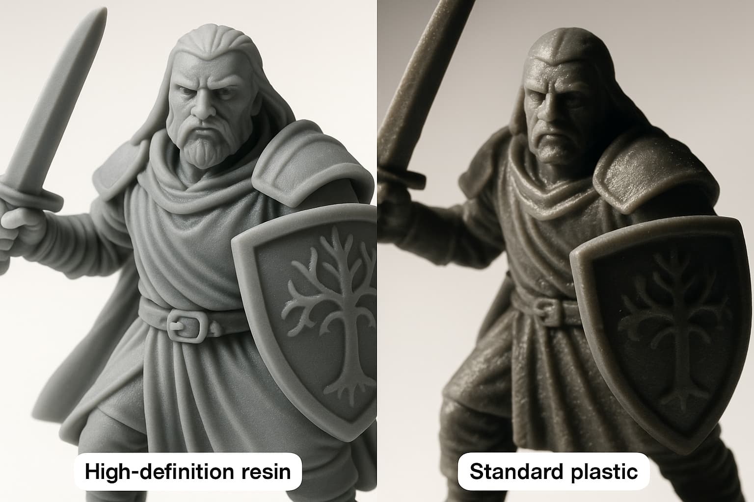 Comparaison de détail entre figurines résine et plastique