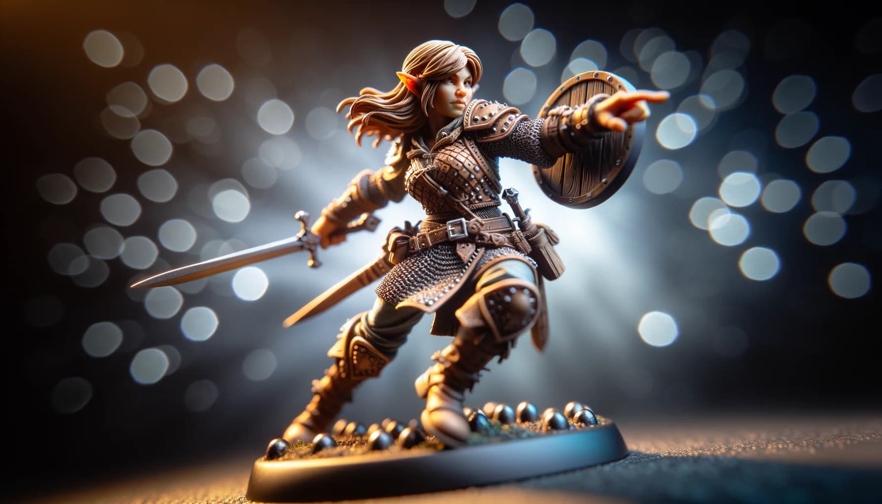 Figurine de guerrière halfeline prête au combat