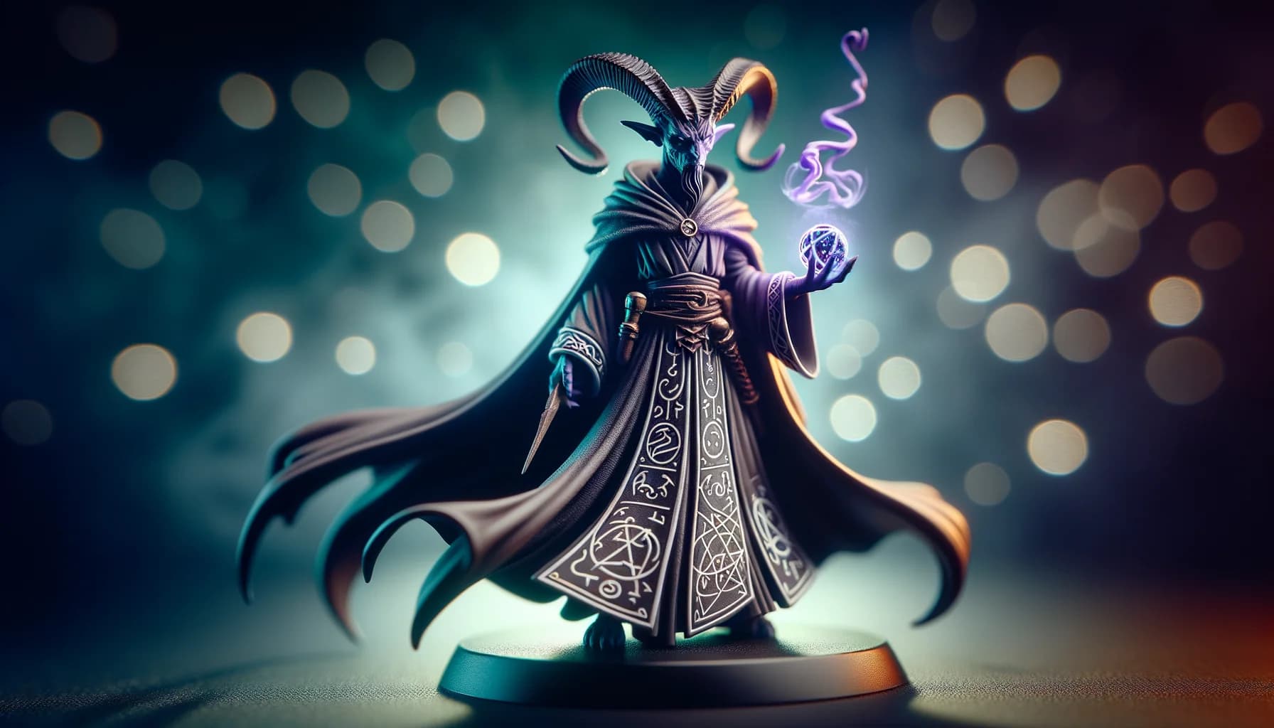 Figurine de tieffelin sorcier en résine haute définition