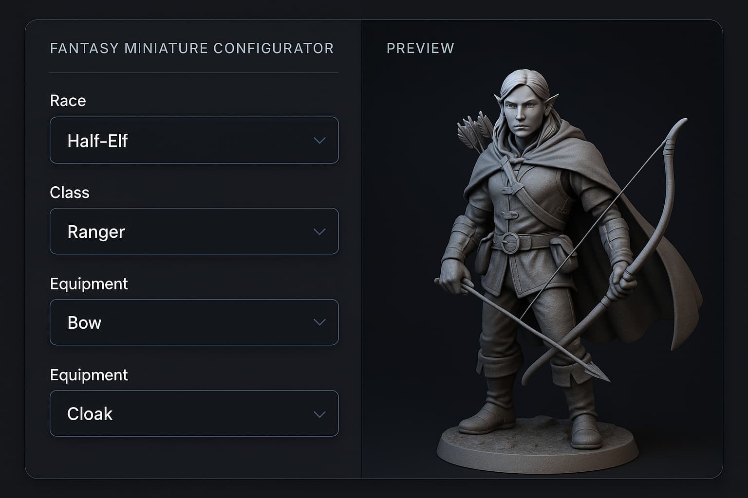 Configurateur Alter Hero montrant la description d'un personnage ranger