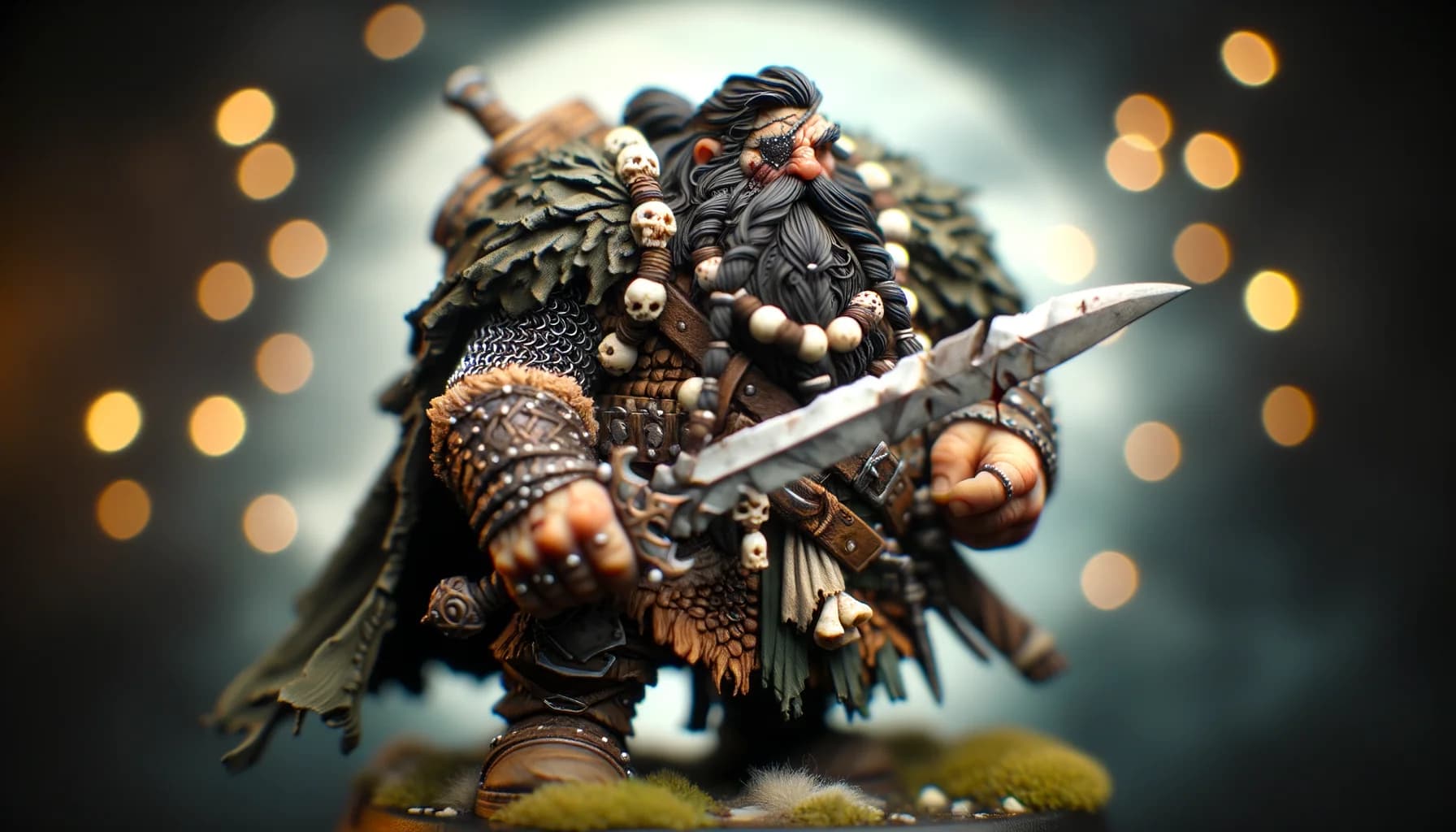 Figurine de nain guerrier en position de combat