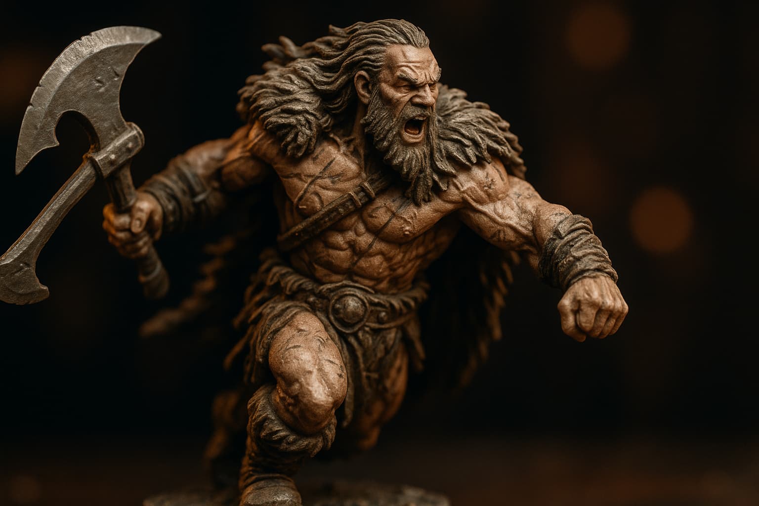Figurine barbare DnD personnalisée : la fureur en résine