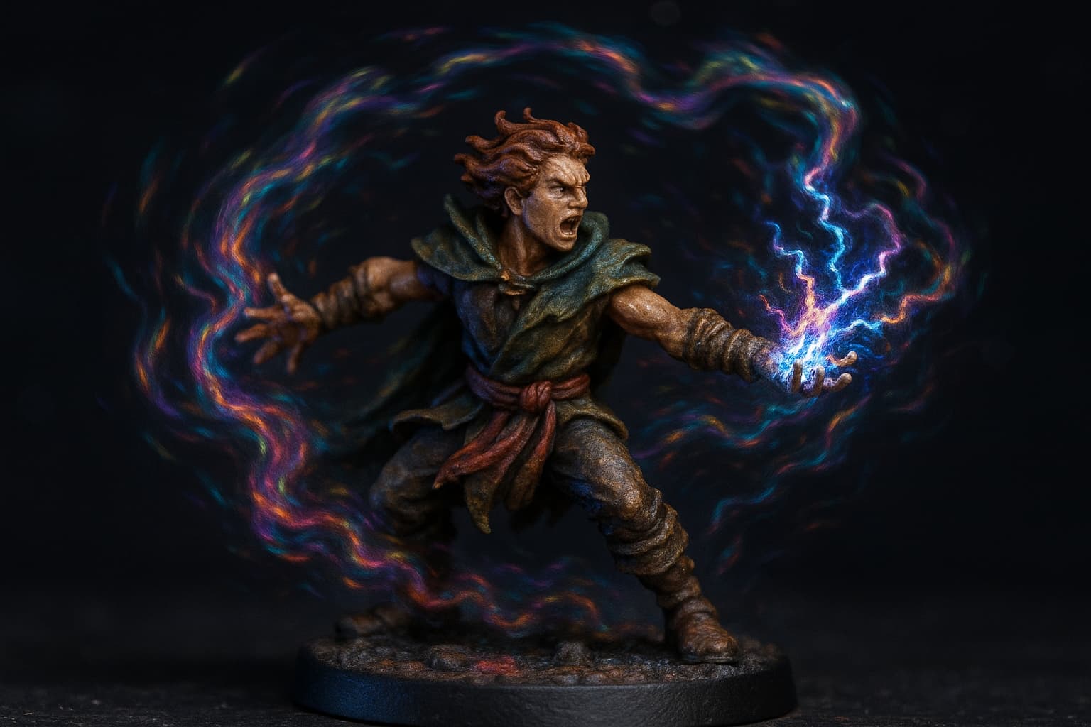Figurine ensorceleur magie sauvage avec aura chaotique
