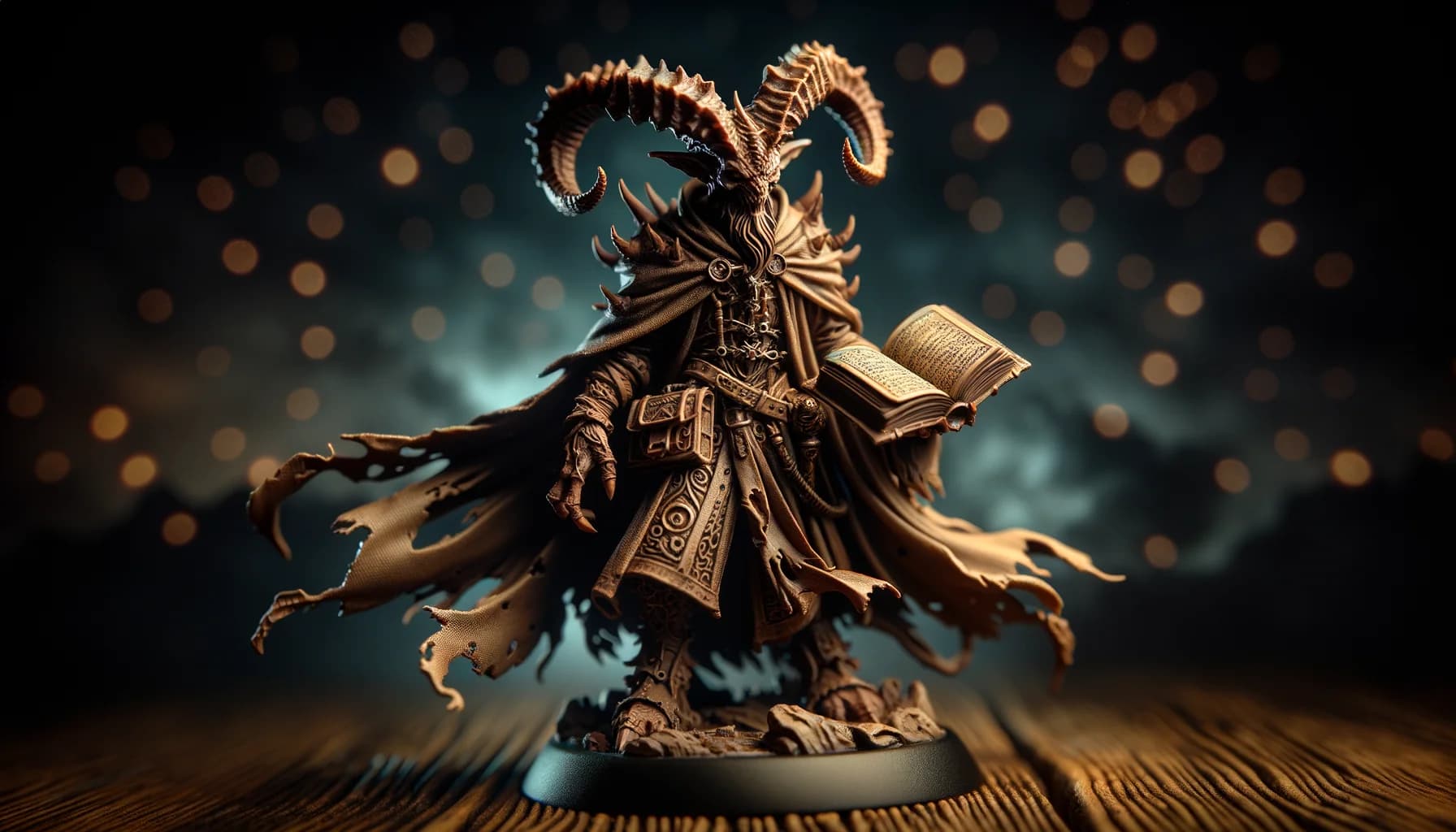 Figurine de sorcier tieffelin imprimée en résine