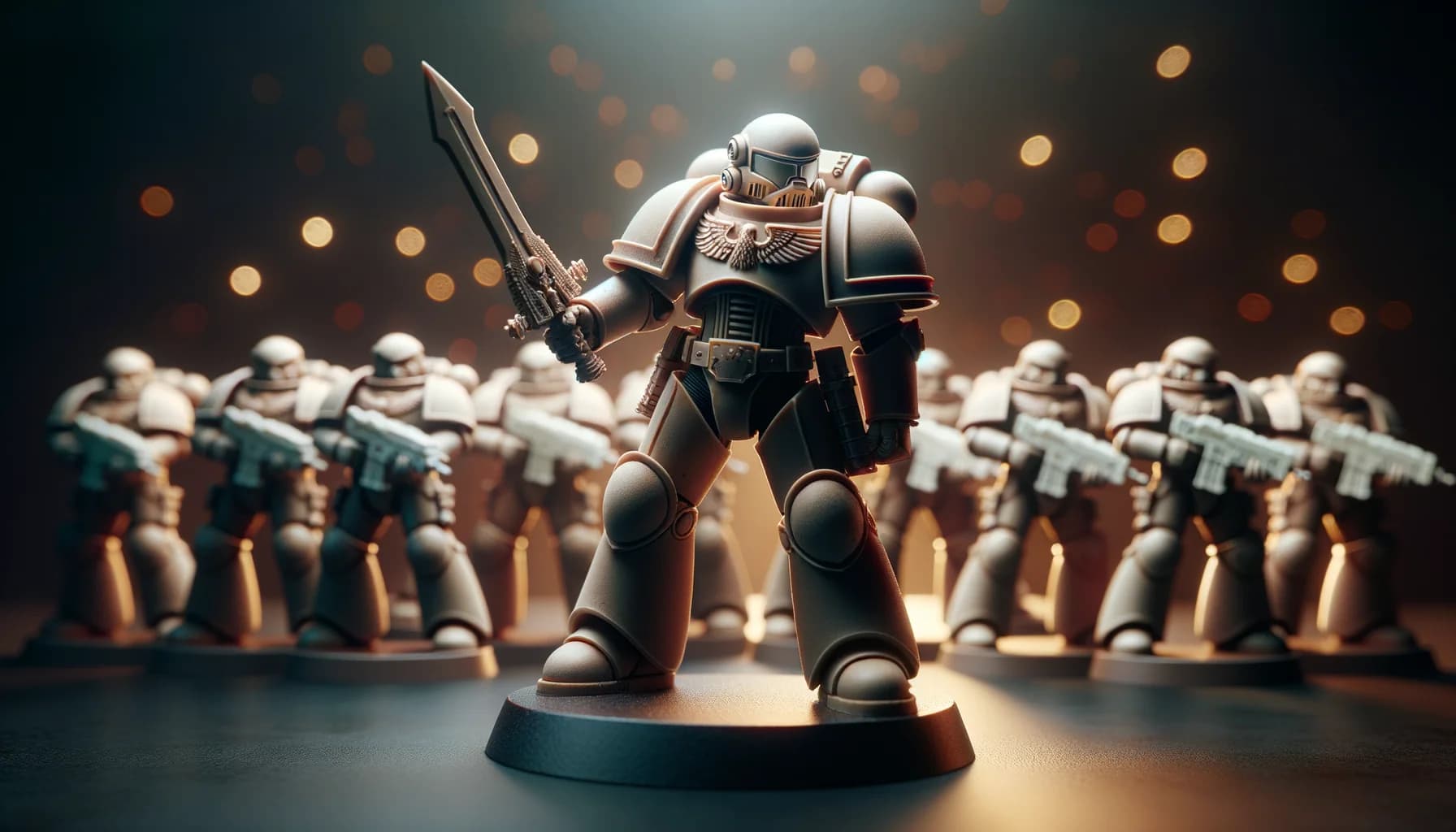 Figurine Space Marine personnalisée à côté de miniatures classiques