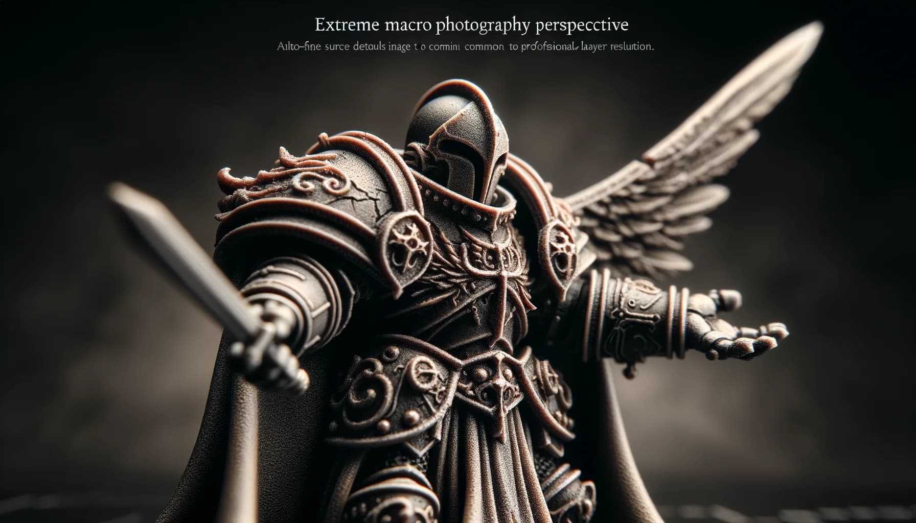 Détail macro d'une figurine résine ultra-détaillée