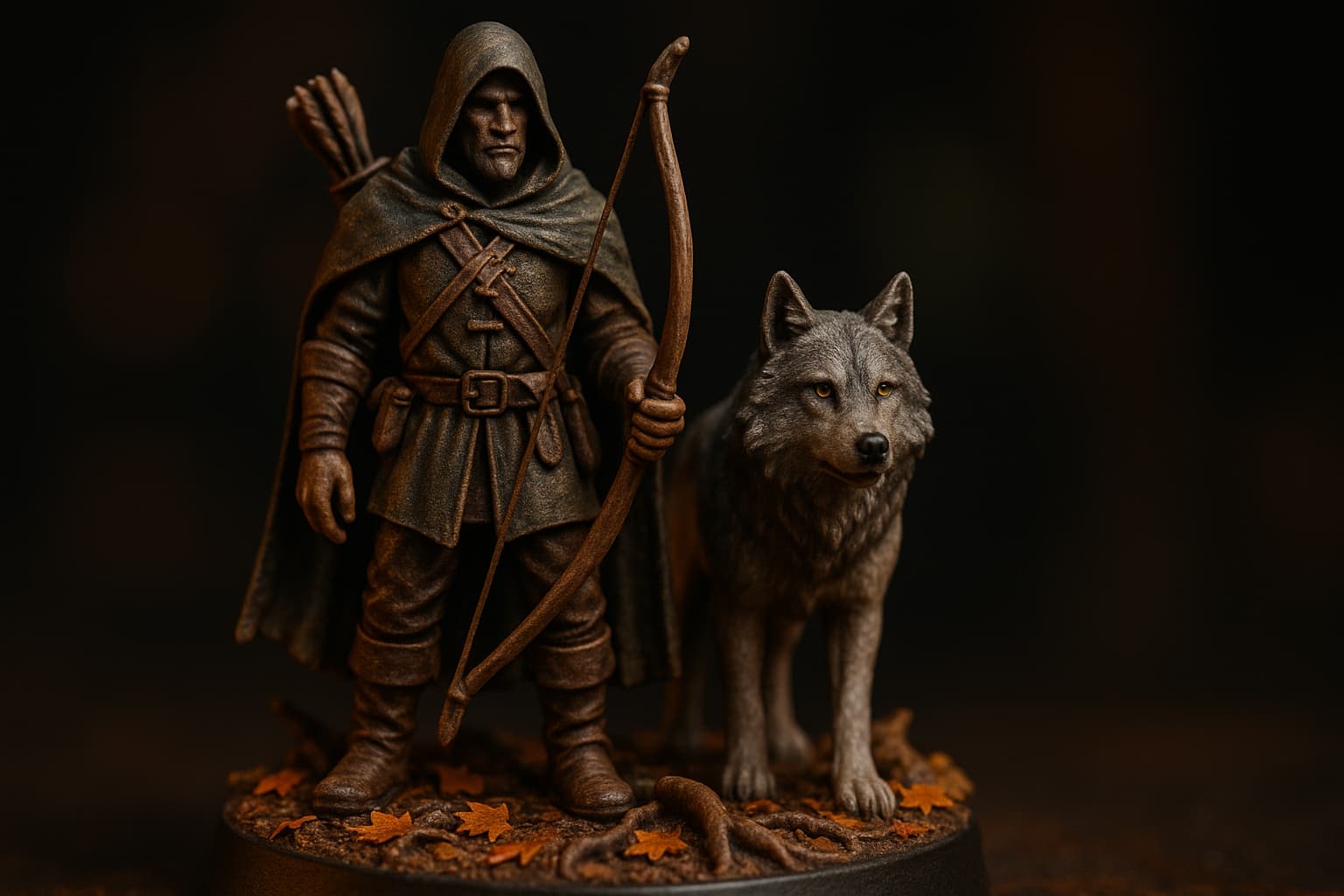 Figurine rôdeur DnD personnalisée : traqueur et compagnon