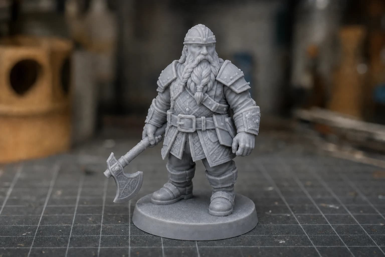 Figurine de guerrier nain imprimée en résine haute définition