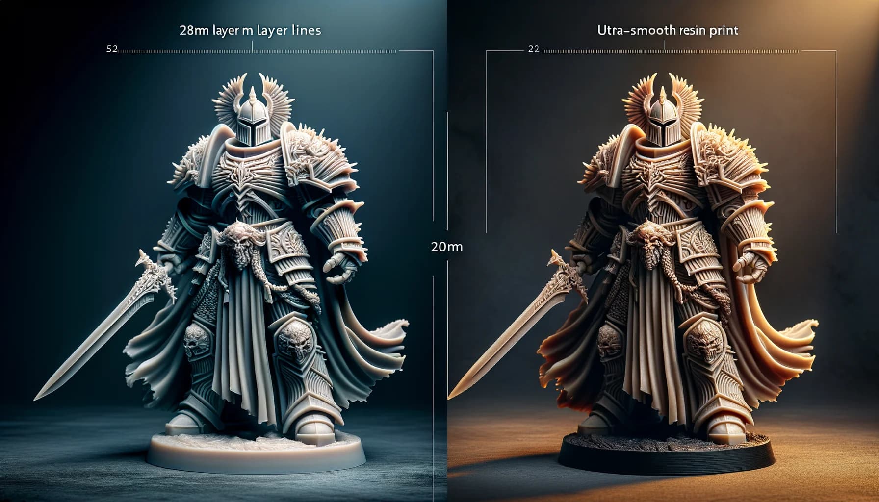 Comparaison entre une figurine imprimée en FDM et une en résine