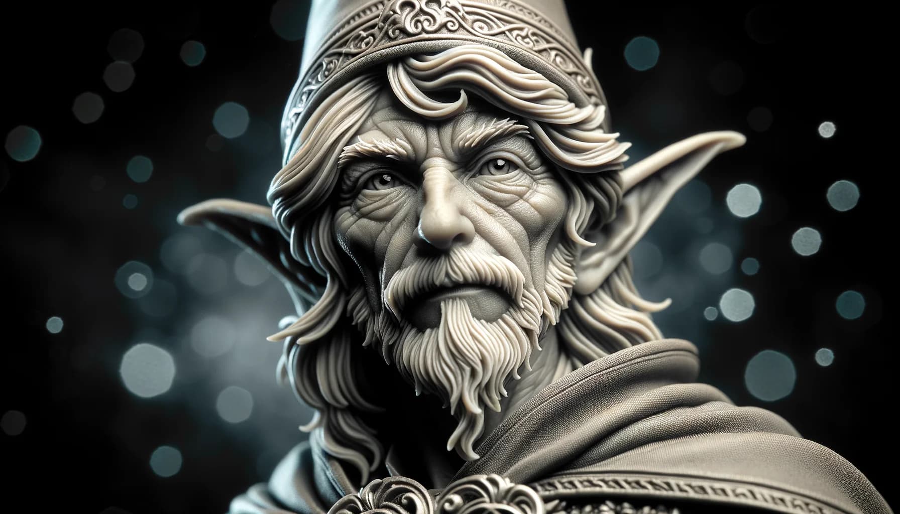 Gros plan sur le visage détaillé d'une figurine résine 28mm