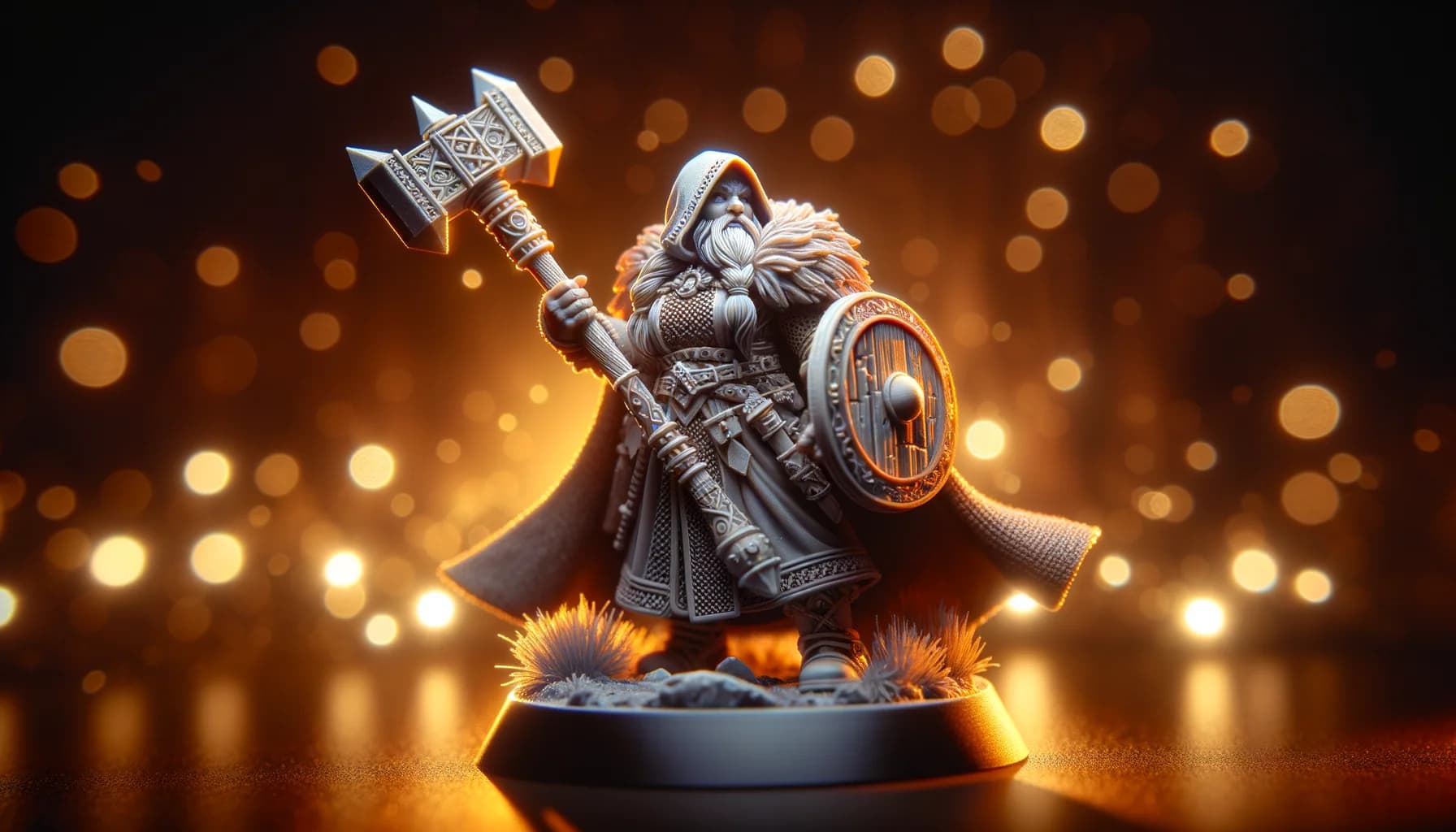 Figurine de guerrière naine imprimée en résine