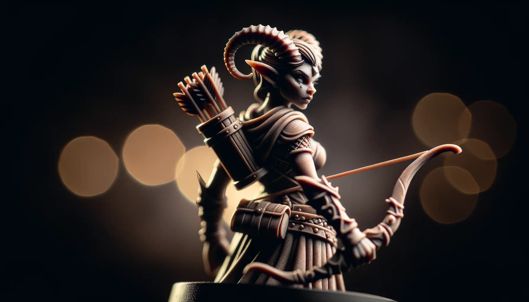 Figurine de tieffeline archère en résine