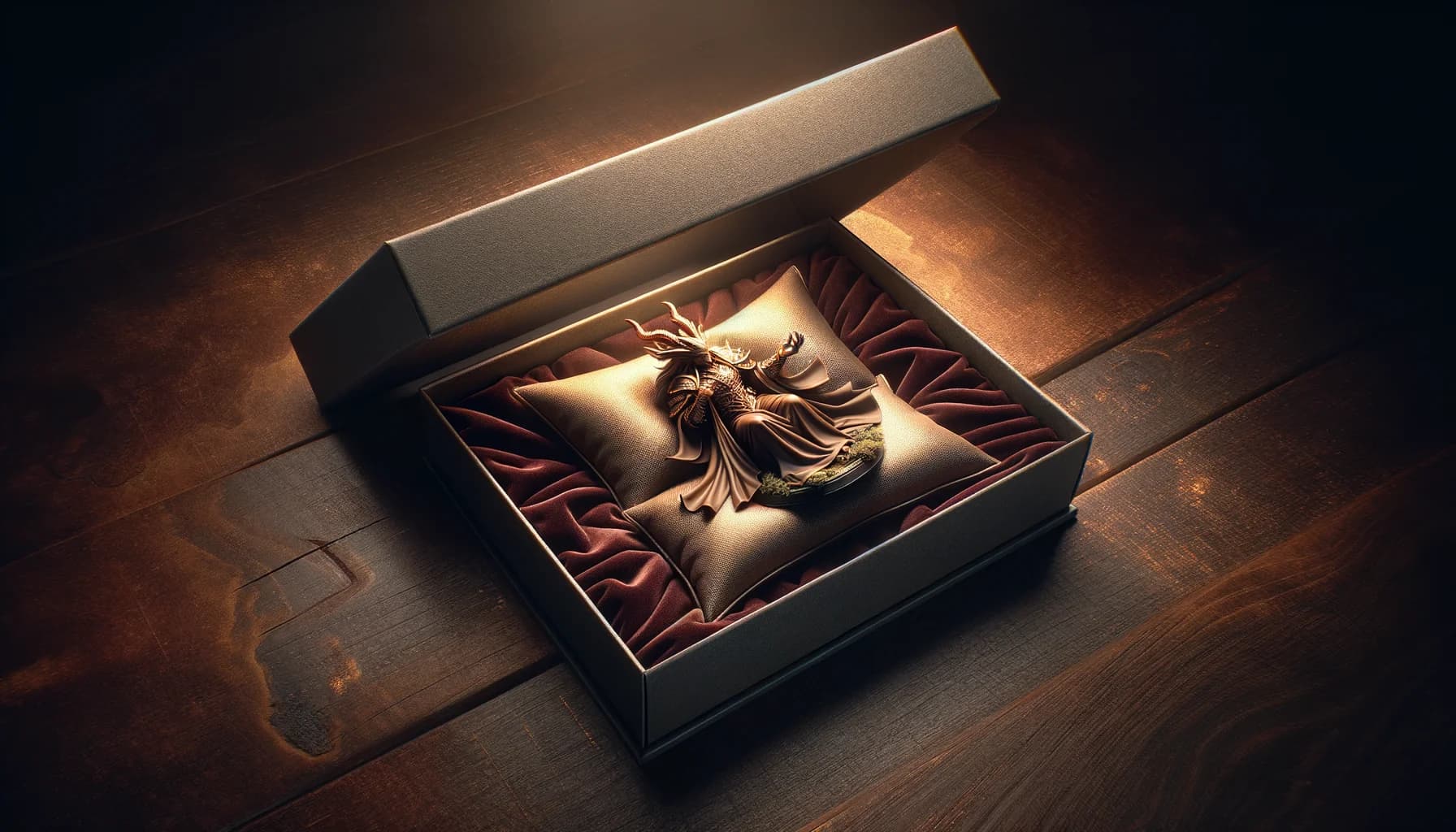 Coffret cadeau avec figurine de personnage fantasy